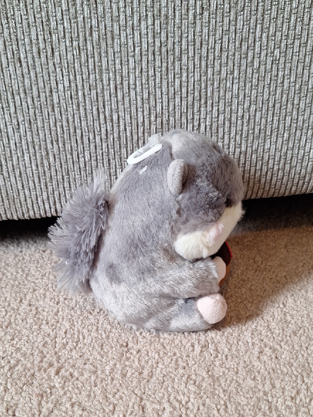 Plush Gray & White Small Pet Hamster Stuffed Toy with Acorn By AURORA - Picture 2 of 4